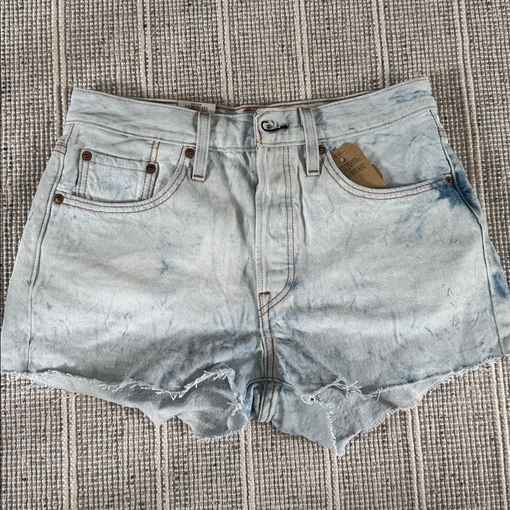Levi's 501 100% Cotton High Rise Light Blue Jean Shorts size 28